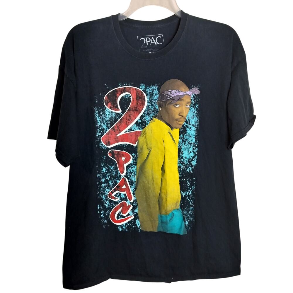 M967) 2 Pac Tupac Shakur 2016 Black Short Sleeve Graphic Tee 2XL